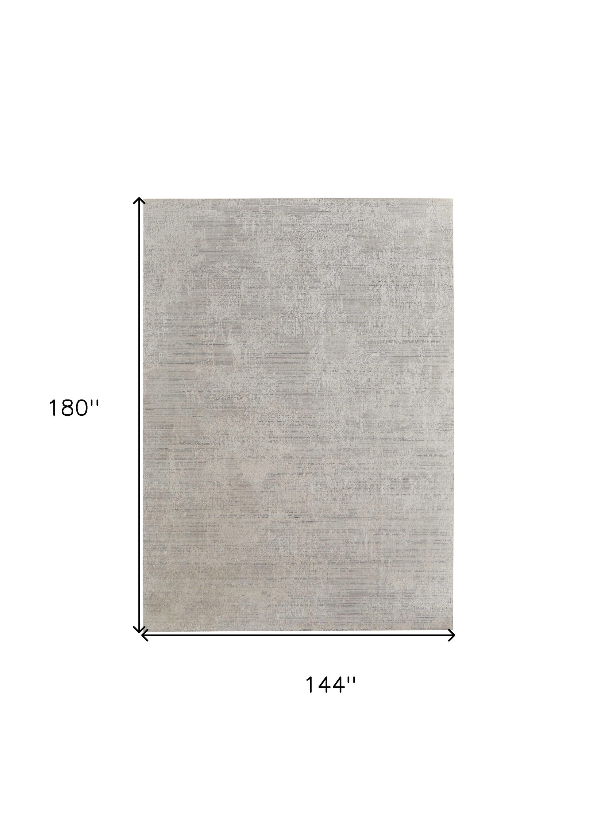 12' X 15' Gray and Ivory Abstract Hand Woven Worn Faded Area Rug-2