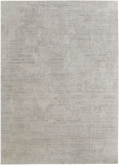 12' X 15' Gray and Ivory Abstract Hand Woven Worn Faded Area Rug-1