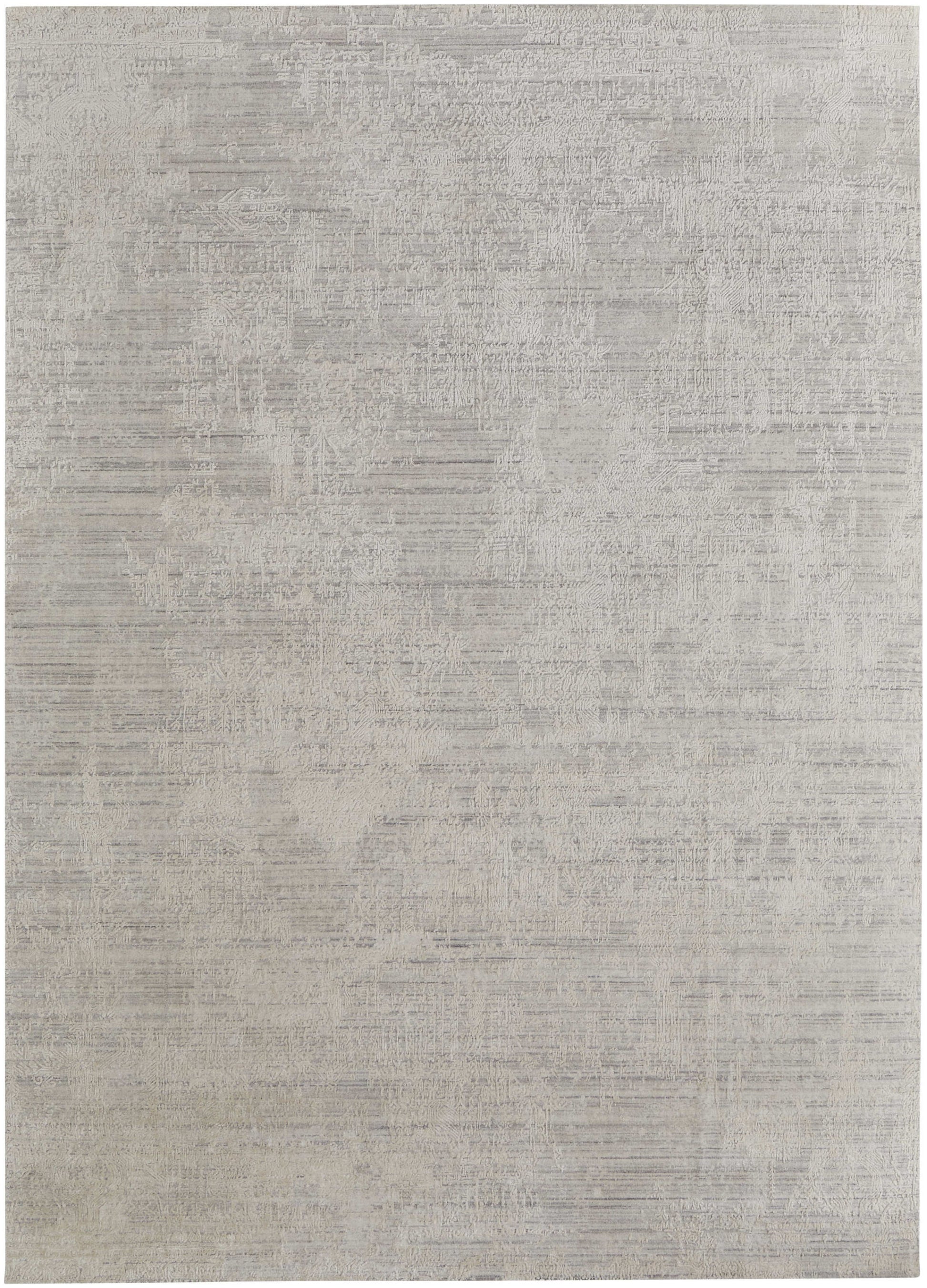 12' X 15' Gray and Ivory Abstract Hand Woven Worn Faded Area Rug-3