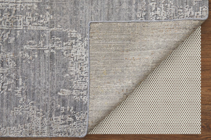 12' X 15' Gray And Silver Abstract Hand Woven Distressed Area Rug-6