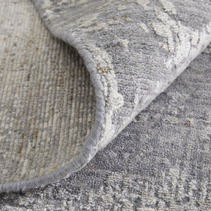 12' X 15' Gray And Silver Abstract Hand Woven Distressed Area Rug-7
