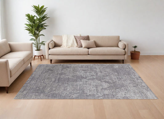 12' X 15' Gray And Silver Abstract Hand Woven Distressed Area Rug-0