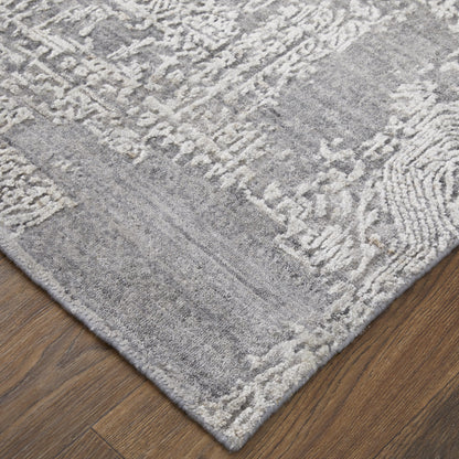 12' X 15' Gray And Silver Abstract Hand Woven Distressed Area Rug-8