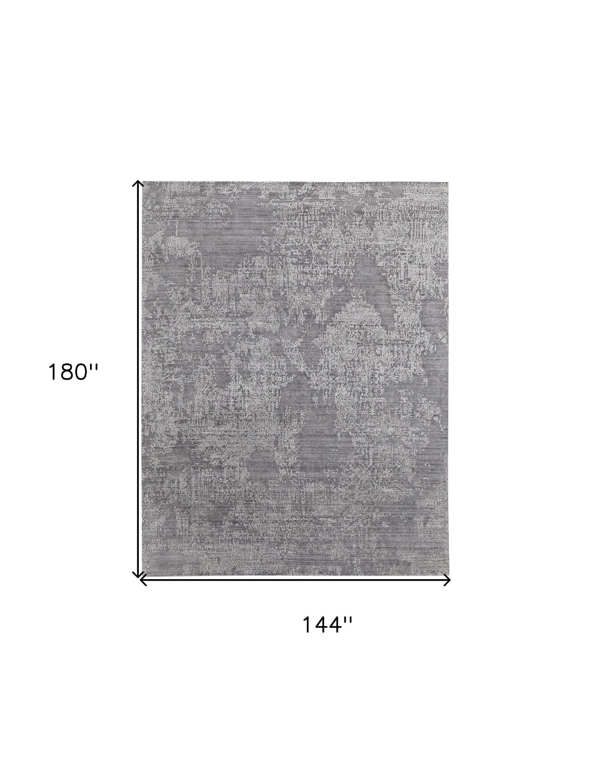 12' X 15' Gray And Silver Abstract Hand Woven Distressed Area Rug-2