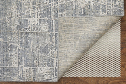 12' X 15' Gray and Silver Abstract Hand Woven Worn Faded Area Rug-6