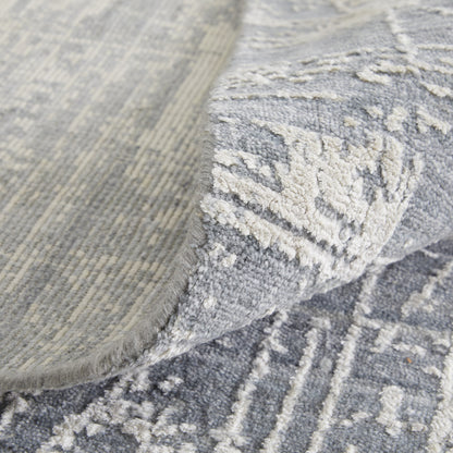 12' X 15' Gray and Silver Abstract Hand Woven Worn Faded Area Rug-7