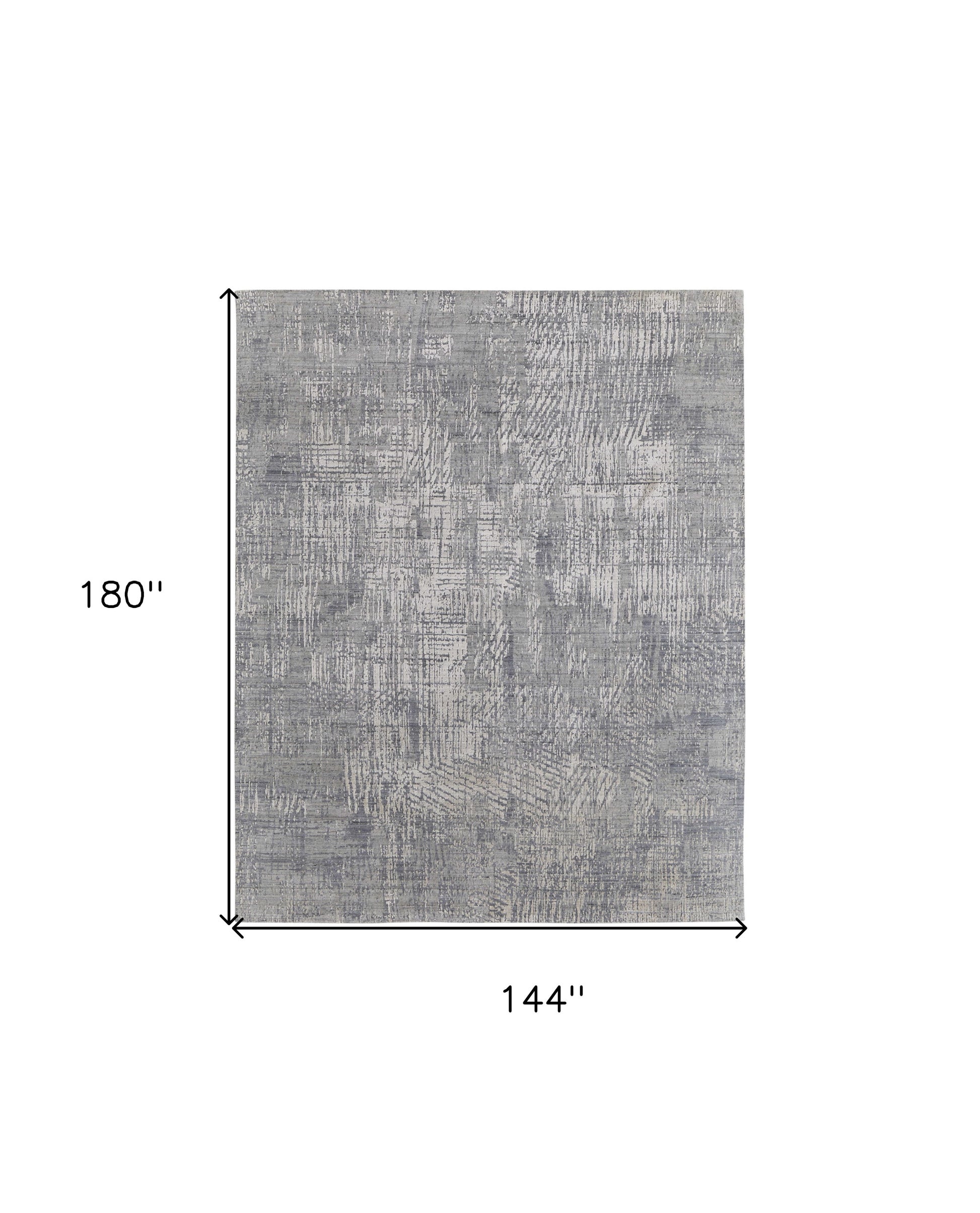 12' X 15' Gray and Silver Abstract Hand Woven Worn Faded Area Rug-2