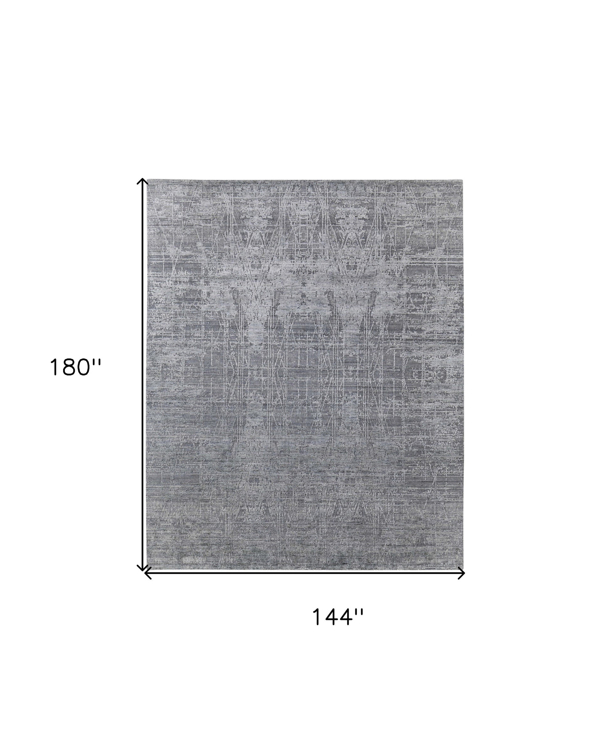 12' X 15' Gray and Silver Abstract Hand Woven Worn Faded Area Rug-2