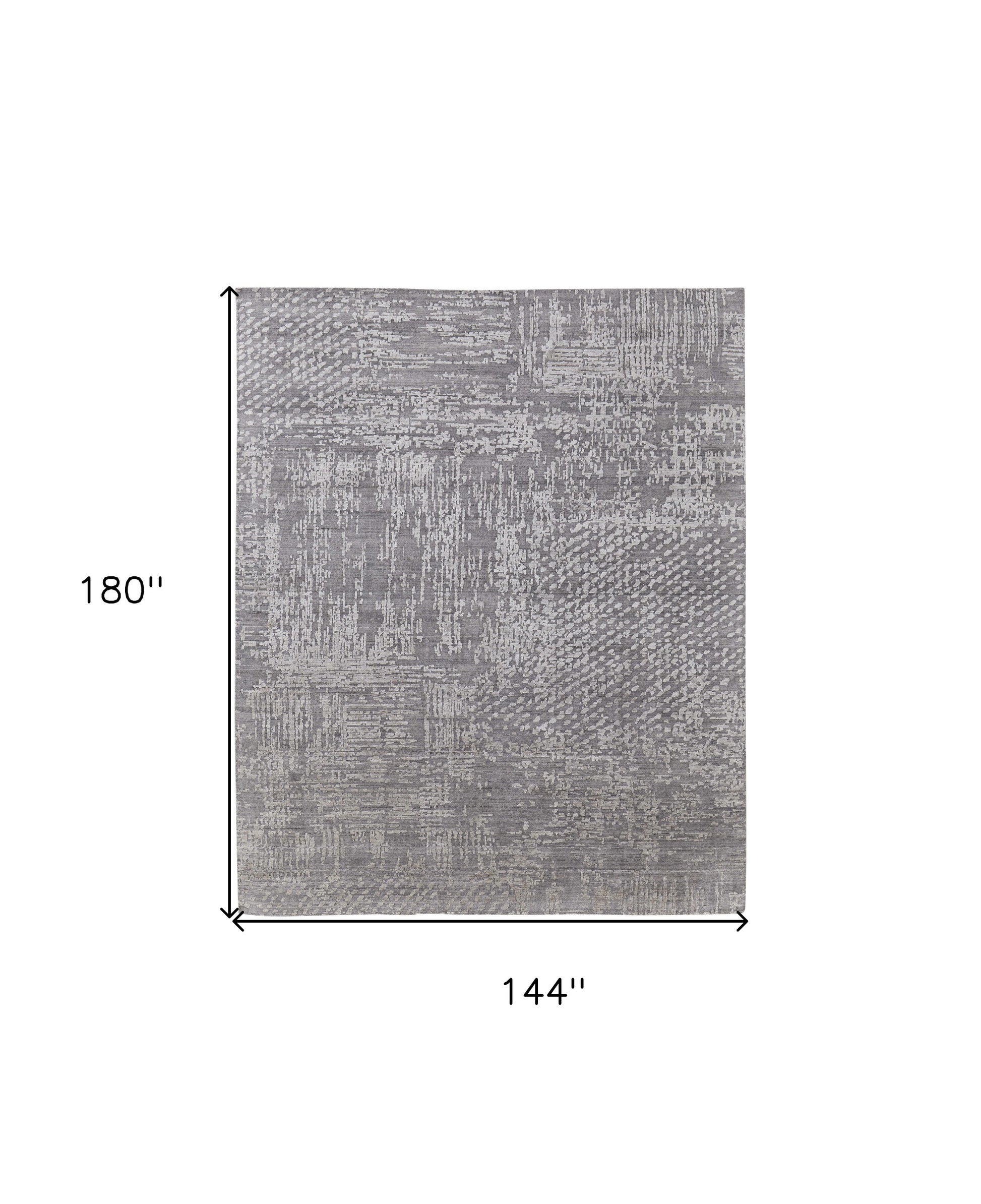 12' X 15' Gray and Silver Abstract Hand Woven Worn Faded Area Rug-2