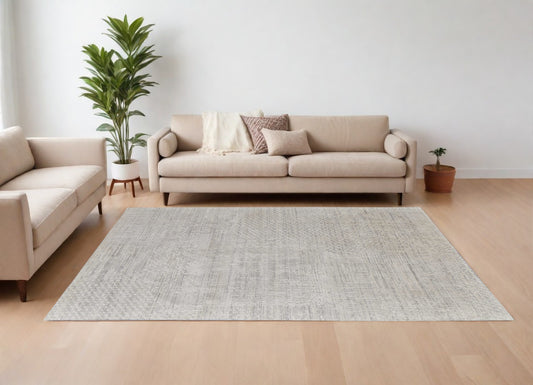 12' X 15' Ivory and Gray Abstract Hand Woven Worn Faded Area Rug-0