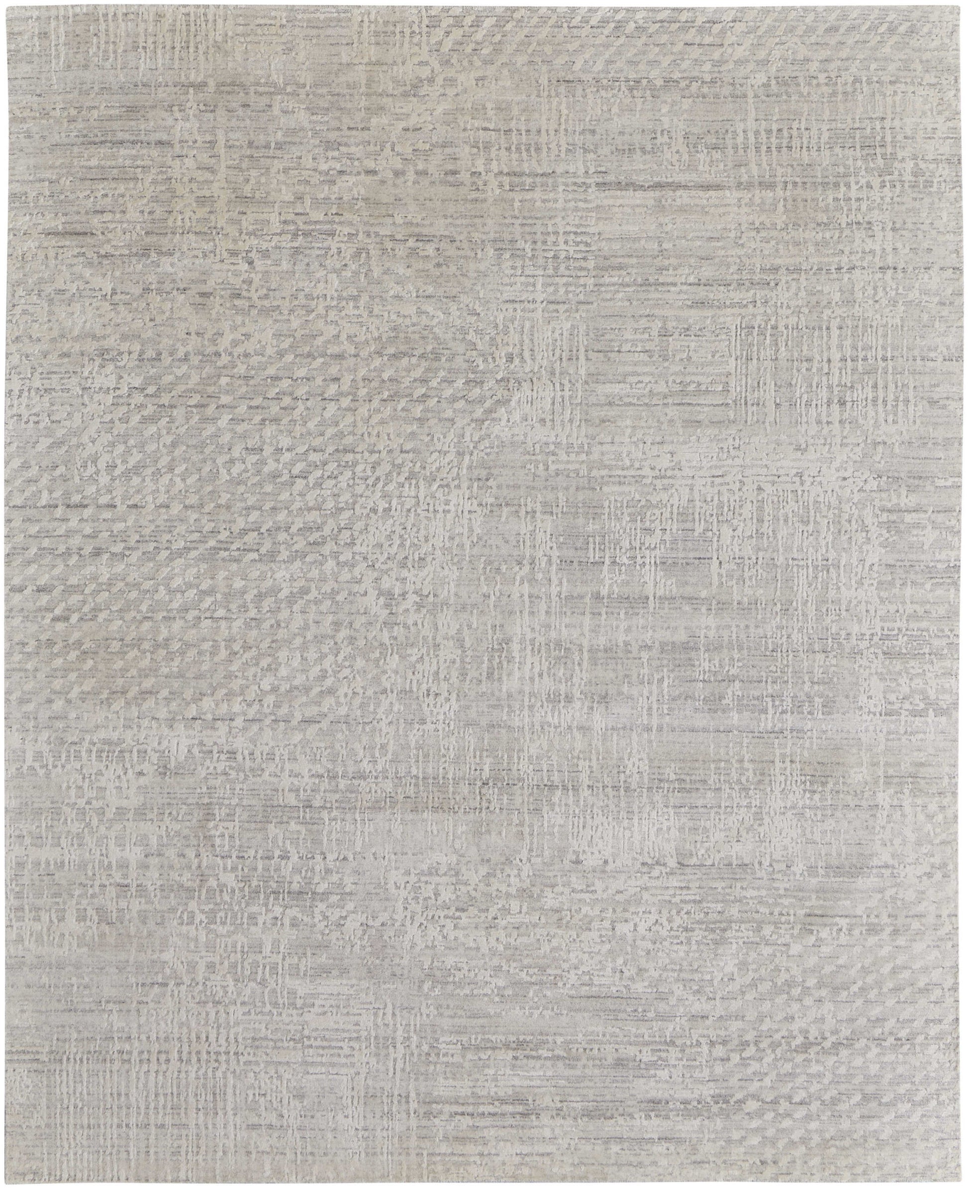 12' X 15' Ivory and Gray Abstract Hand Woven Worn Faded Area Rug-3