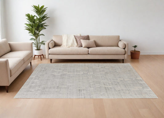 12' X 15' Ivory and Gray Abstract Hand Woven Worn Faded Area Rug-0