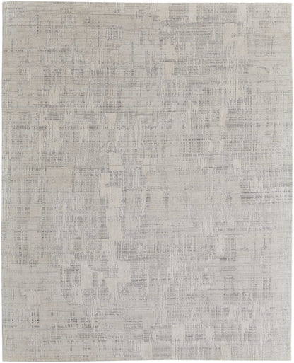 12' X 15' Ivory and Gray Abstract Hand Woven Worn Faded Area Rug-1