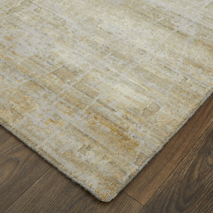 12' X 15' Yellow and Ivory Abstract Hand Woven Area Rug-7