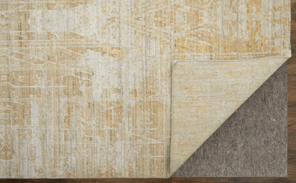 12' X 15' Yellow and Ivory Abstract Hand Woven Area Rug-5
