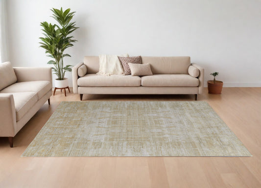 12' X 15' Yellow and Ivory Abstract Hand Woven Area Rug-0