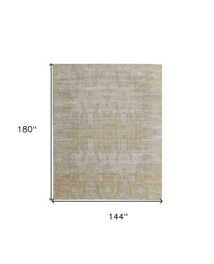 12' X 15' Yellow and Ivory Abstract Hand Woven Area Rug-2