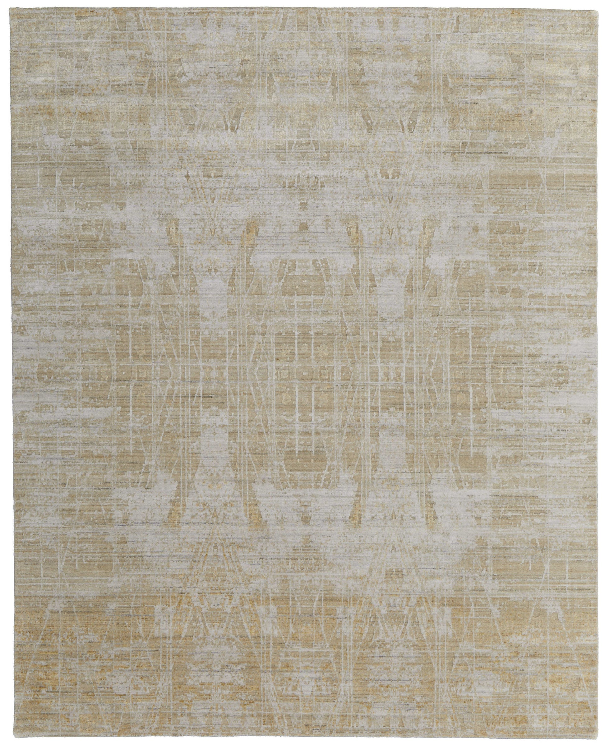 12' X 15' Yellow and Ivory Abstract Hand Woven Area Rug-1