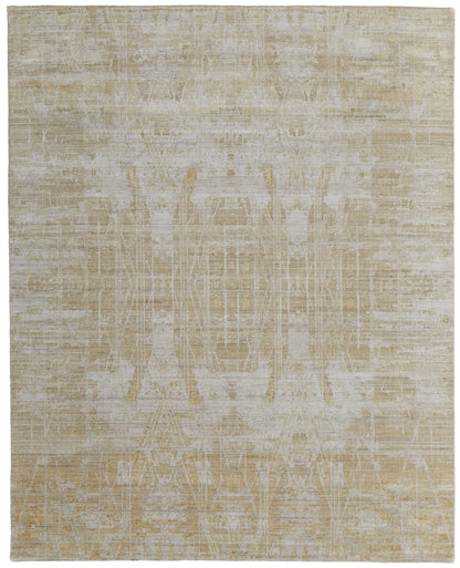 12' X 15' Yellow and Ivory Abstract Hand Woven Area Rug-1