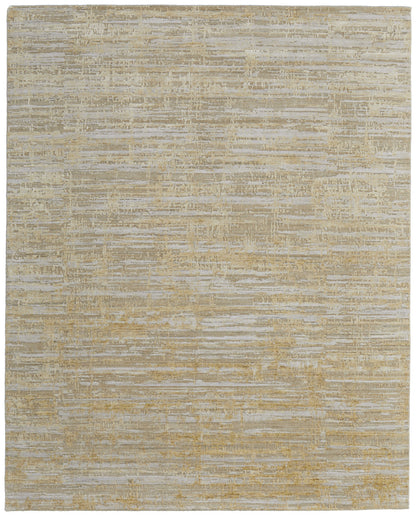 12' X 15' Yellow and Ivory Abstract Hand Woven Area Rug-4