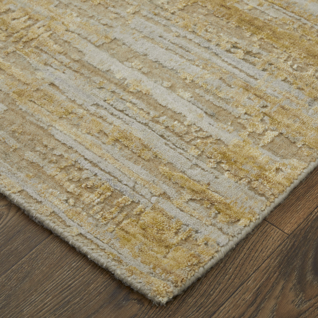 12' X 15' Yellow and Ivory Abstract Hand Woven Area Rug-7