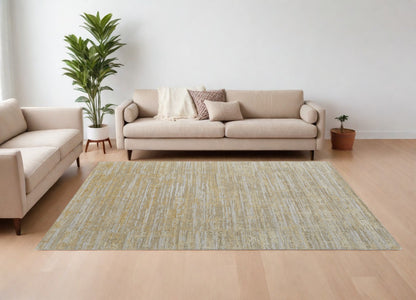 12' X 15' Yellow and Ivory Abstract Hand Woven Area Rug-0