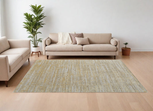 12' X 15' Yellow and Ivory Abstract Hand Woven Area Rug-0