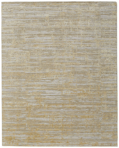 12' X 15' Yellow and Ivory Abstract Hand Woven Area Rug-1