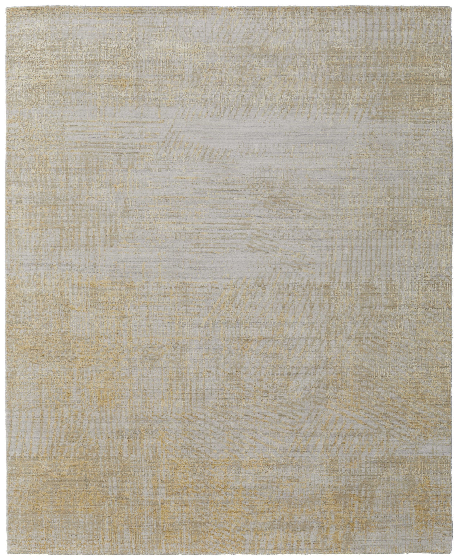 12' X 15' Yellow and Ivory Abstract Hand Woven Area Rug-3