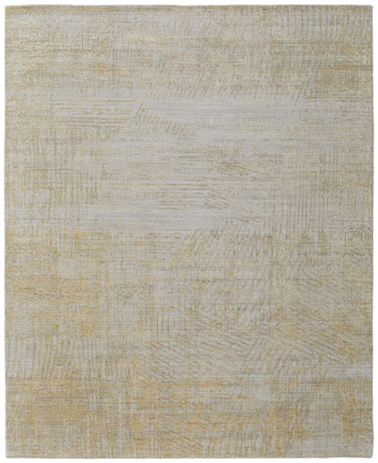 12' X 15' Yellow and Ivory Abstract Hand Woven Area Rug-3