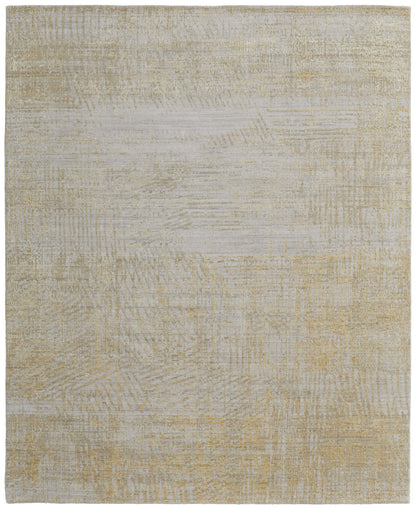 12' X 15' Yellow and Ivory Abstract Hand Woven Area Rug-4