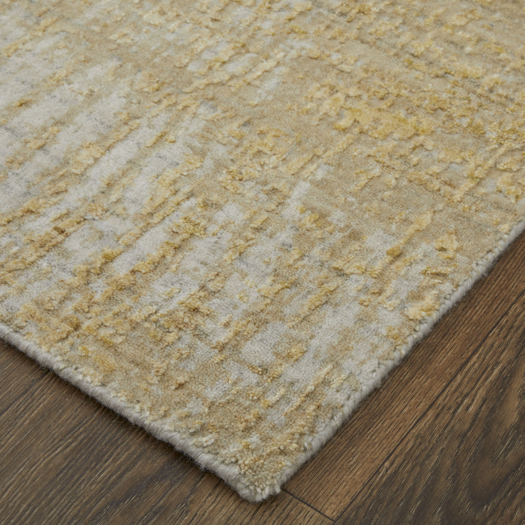 12' X 15' Yellow and Ivory Abstract Hand Woven Area Rug-7