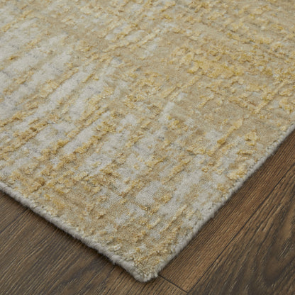 12' X 15' Yellow and Ivory Abstract Hand Woven Area Rug-7