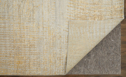 12' X 15' Yellow and Ivory Abstract Hand Woven Area Rug-5