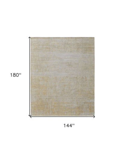 12' X 15' Yellow and Ivory Abstract Hand Woven Area Rug-2