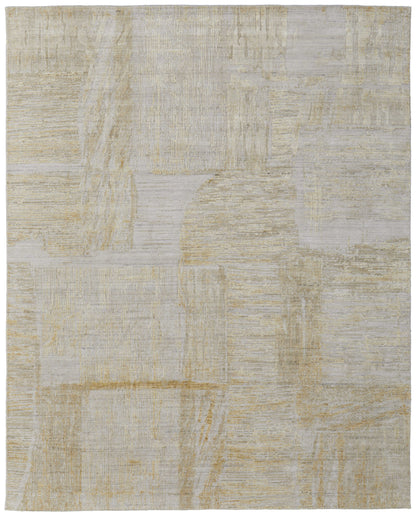 12' X 15' Yellow and Ivory Abstract Hand Woven Area Rug-3
