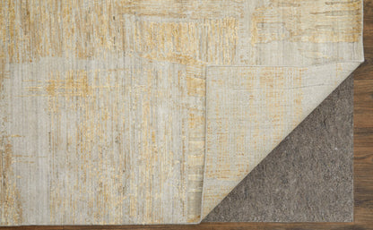 12' X 15' Yellow and Ivory Abstract Hand Woven Area Rug-6