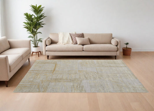 12' X 15' Yellow and Ivory Abstract Hand Woven Area Rug-0