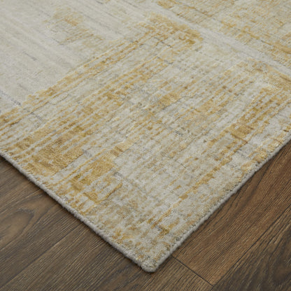 12' X 15' Yellow and Ivory Abstract Hand Woven Area Rug-8