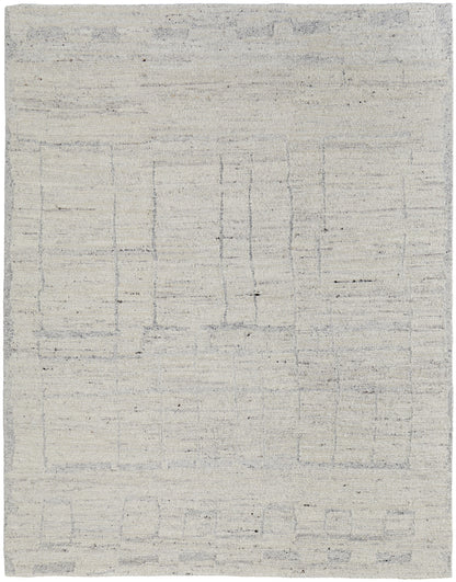 12' X 15' Gray and Ivory Abstract Hand Woven Worn Faded Area Rug-4