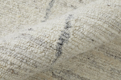 12' X 15' Gray and Ivory Abstract Hand Woven Worn Faded Area Rug-8