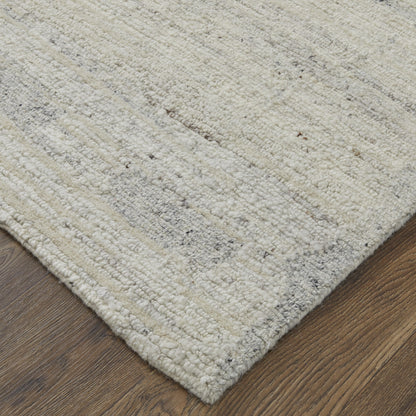 12' X 15' Gray and Ivory Abstract Hand Woven Worn Faded Area Rug-6