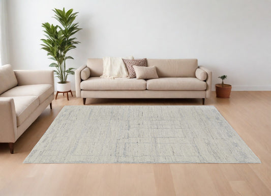 12' X 15' Gray and Ivory Abstract Hand Woven Worn Faded Area Rug-0