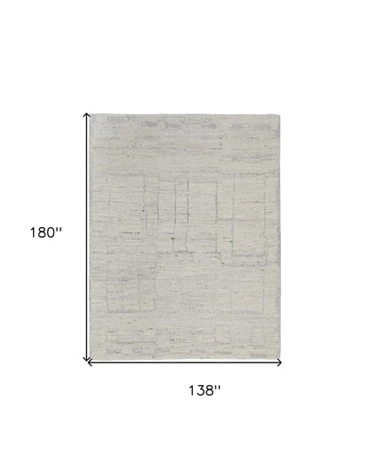 12' X 15' Gray and Ivory Abstract Hand Woven Worn Faded Area Rug-2