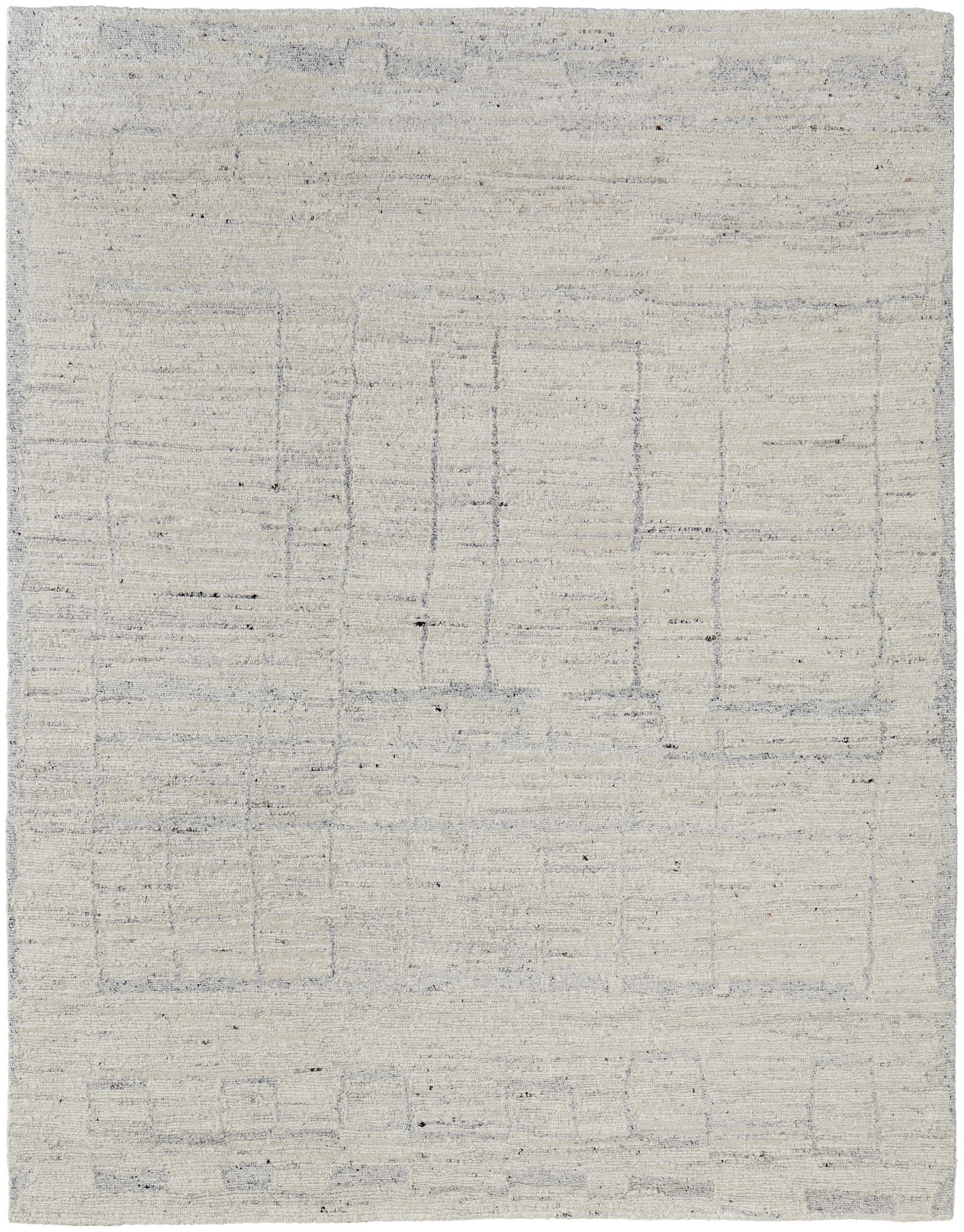 12' X 15' Gray and Ivory Abstract Hand Woven Worn Faded Area Rug-1