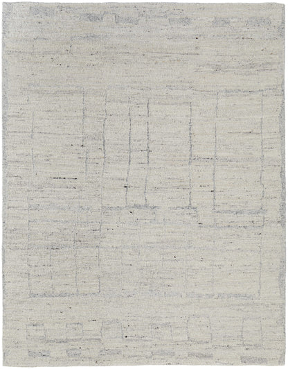 12' X 15' Gray and Ivory Abstract Hand Woven Worn Faded Area Rug-3
