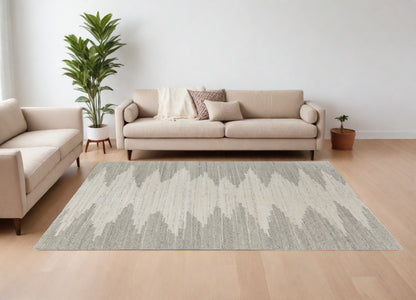 12' X 15' Gray and Ivory Ombre Hand Woven Area Rug-0