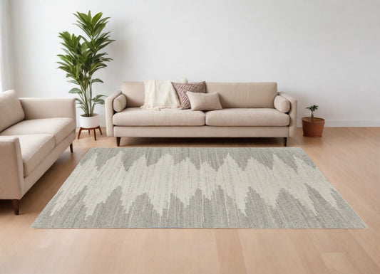 12' X 15' Gray and Ivory Ombre Hand Woven Area Rug-0
