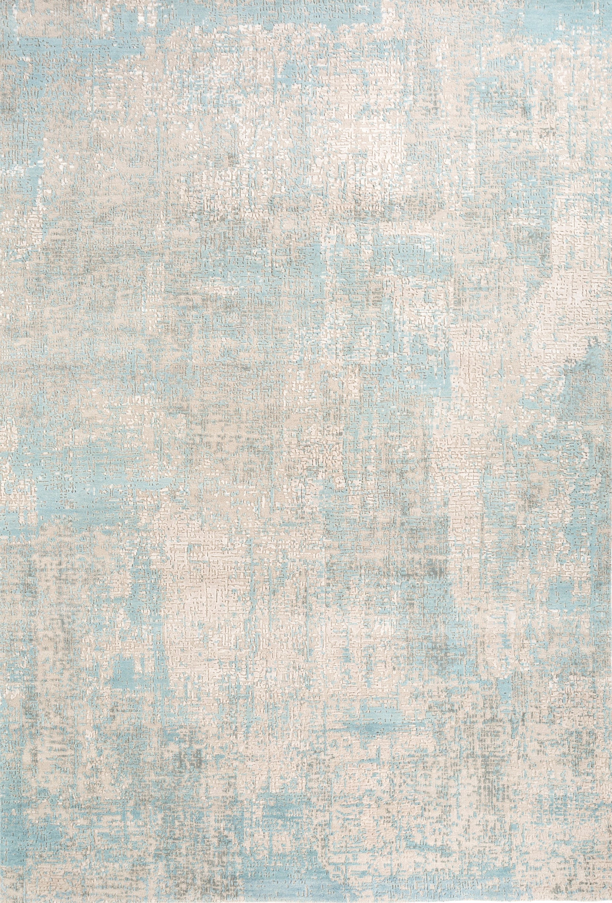 8' X 10' Blue Abstract Hand Knotted Area Rug-3