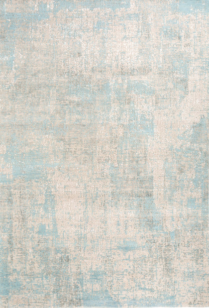 8' X 10' Blue Abstract Hand Knotted Area Rug-3